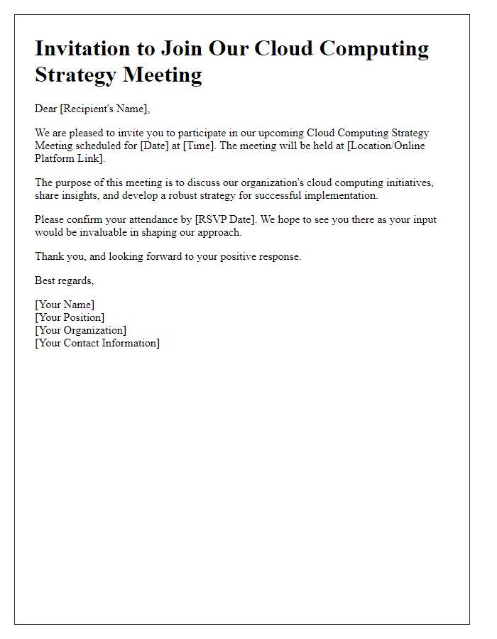 Letter template of call to join a cloud computing strategy meeting