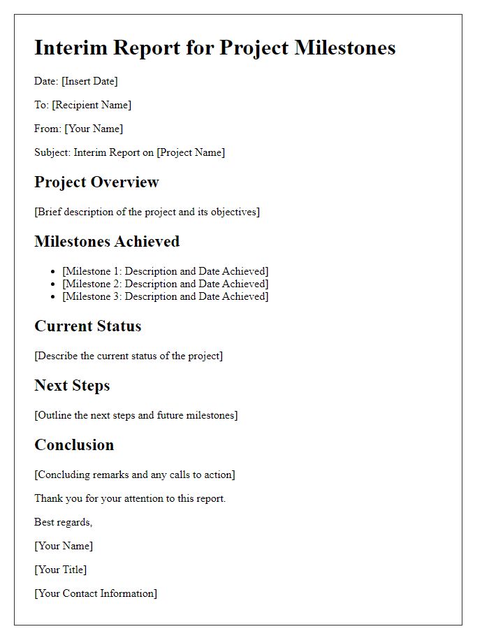 Letter template of interim report for project milestones