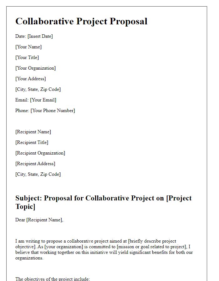 Letter template of collaborative project proposal