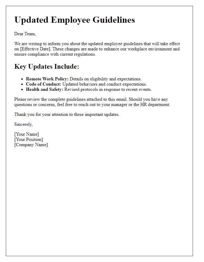 Letter template of updated employee guidelines