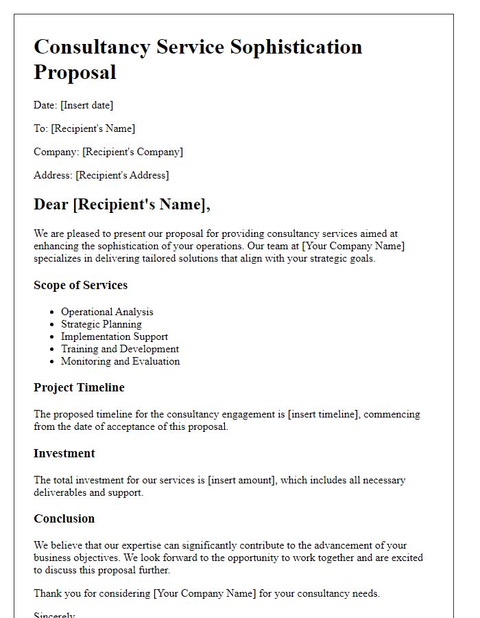 Letter template of consultancy service sophistication proposal