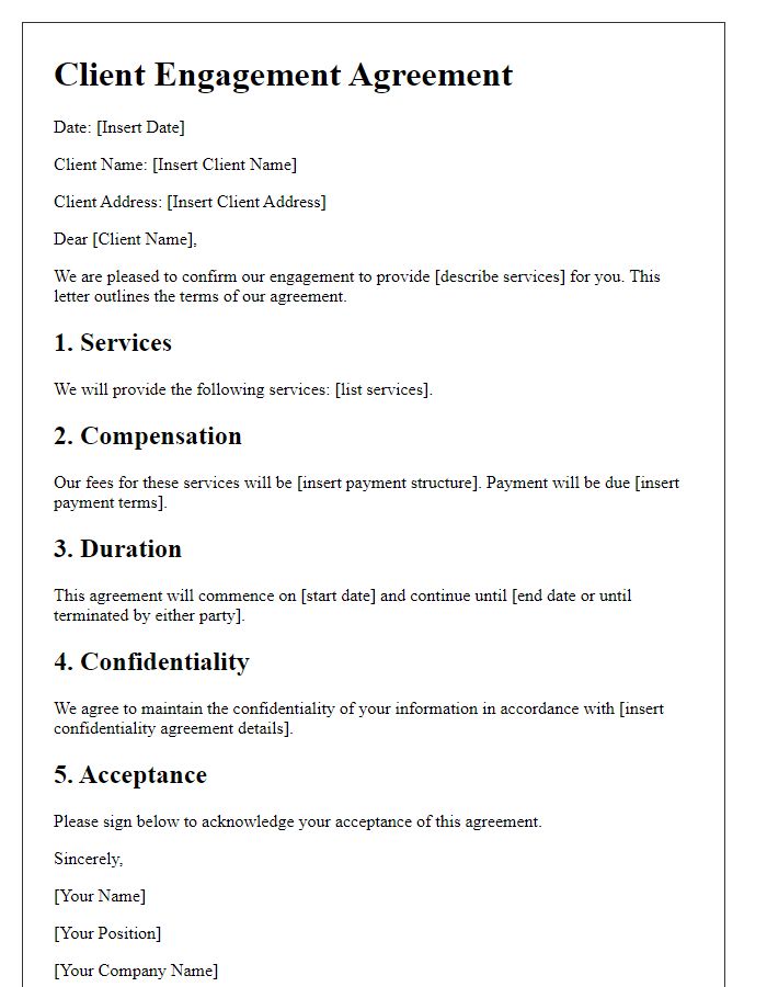 Letter template of Client Engagement Agreement