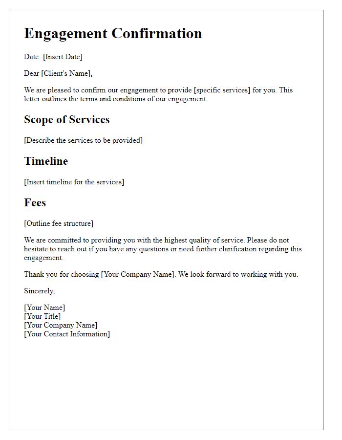 Letter template of Engagement Confirmation for New Client