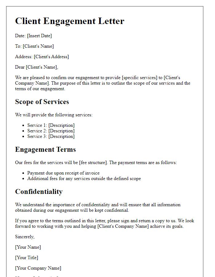 Letter template of Initial Client Engagement Communication