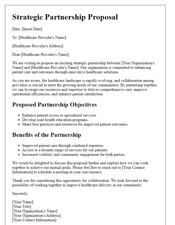 Letter template of strategic partnership proposal for healthcare providers