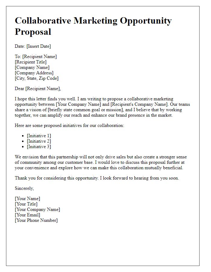 Letter template of collaborative marketing opportunity proposal