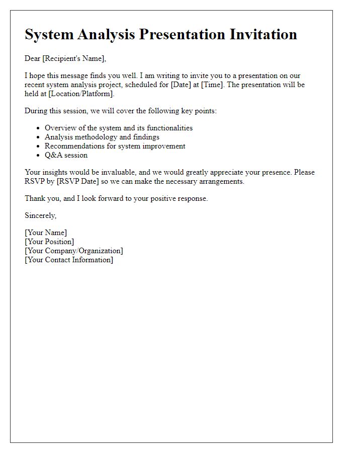 Letter template of system analysis presentation