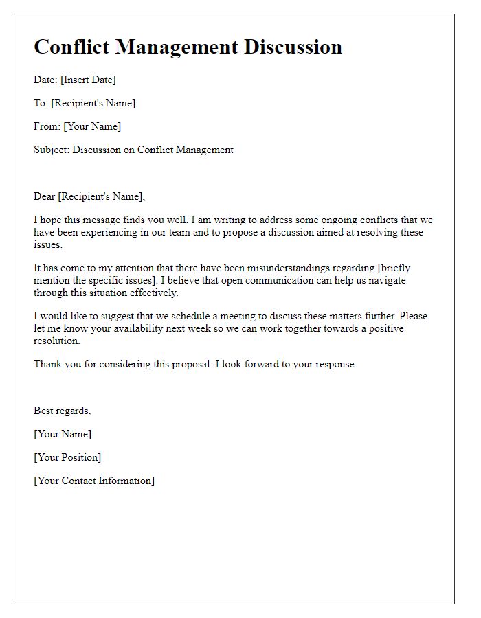 Letter template of Conflict Management Discussion