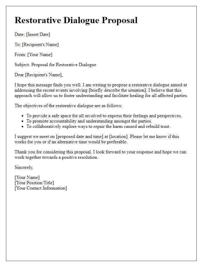 Letter template of Restorative Dialogue Proposal