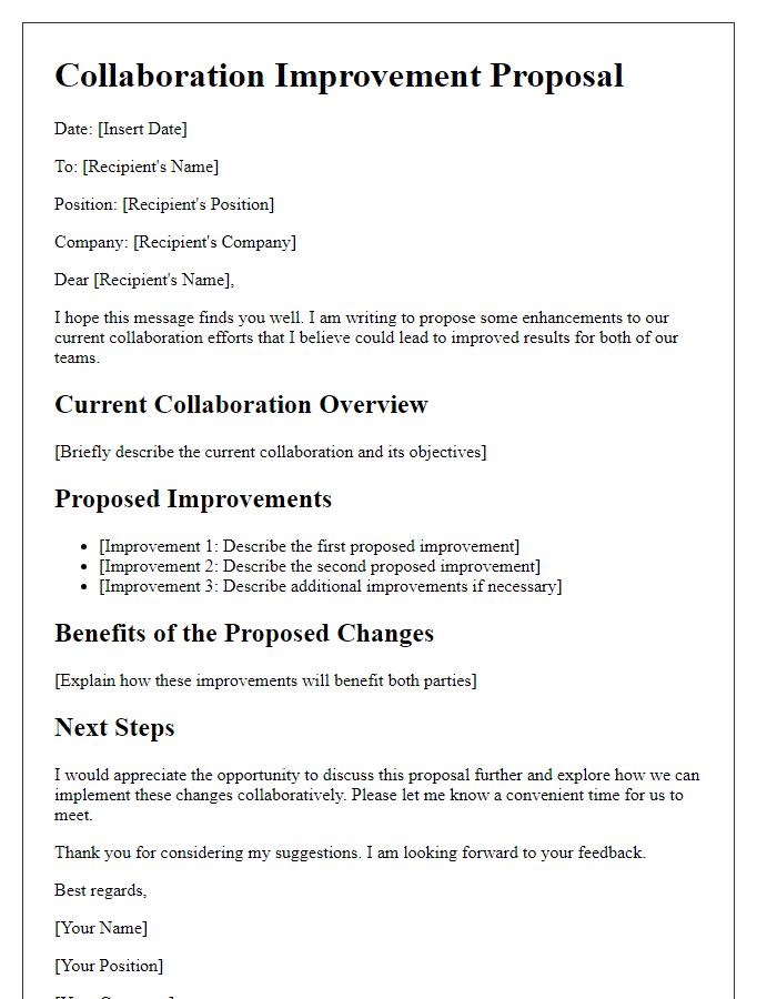 Letter template of a collaboration improvement proposal