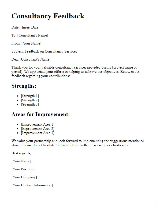 Letter template of consultancy feedback adaptation