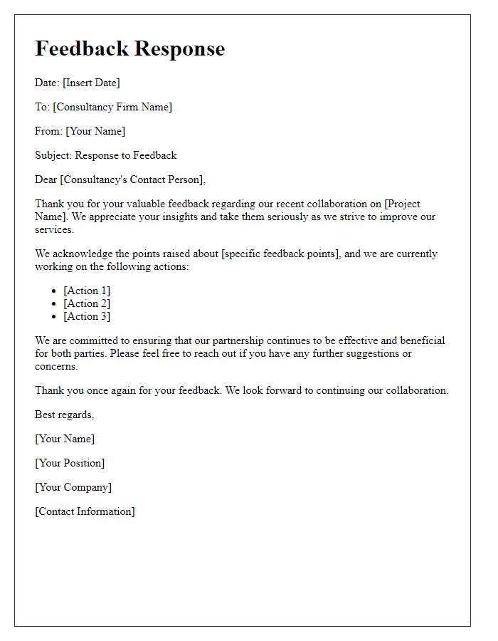 Letter template of consultancy feedback response