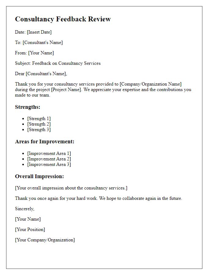 Letter template of consultancy feedback review