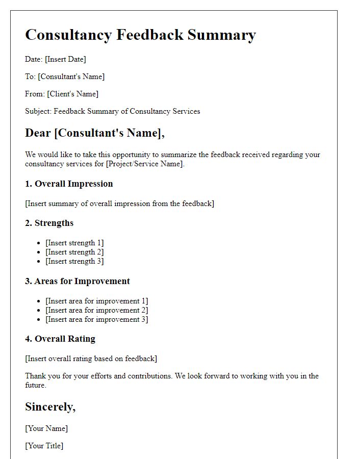 Letter template of consultancy feedback summary