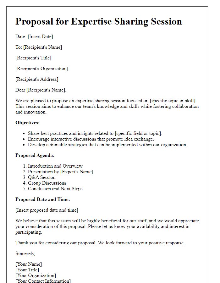 Letter template of proposal for expertise sharing session.