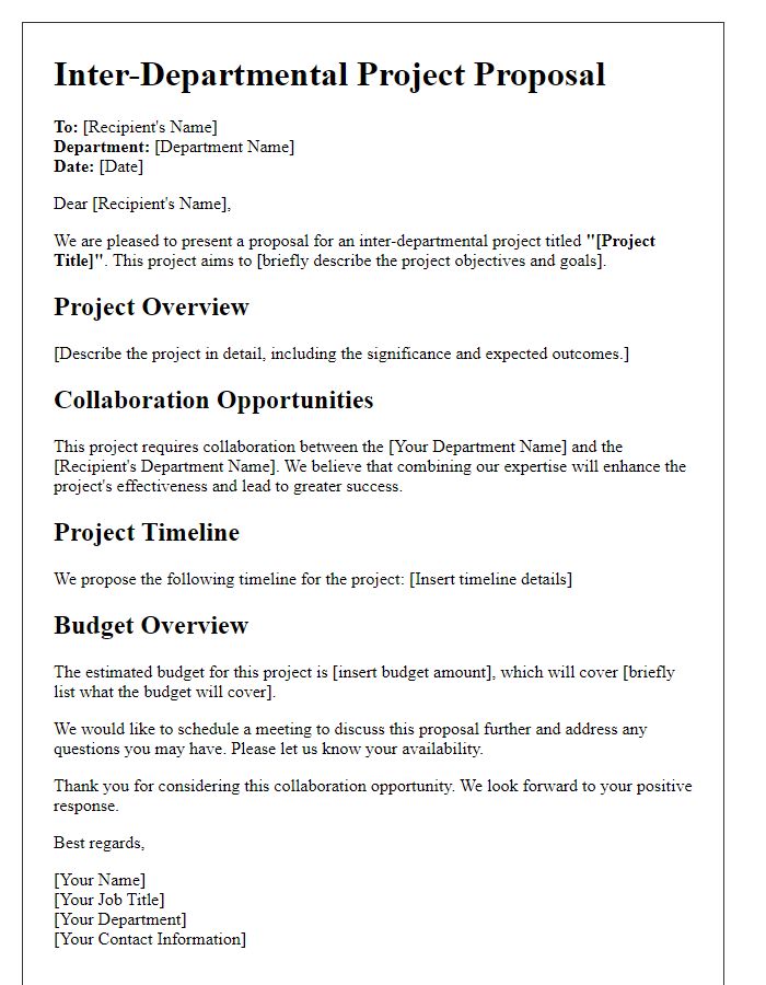 Letter template of inter-departmental project proposal