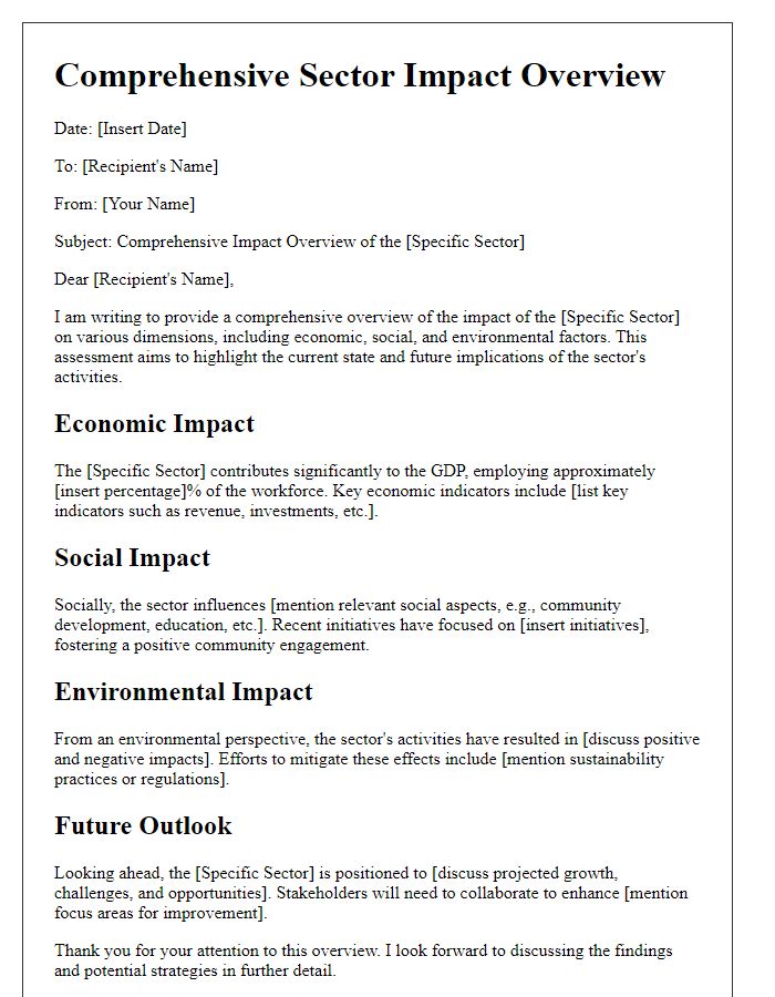 Letter template of comprehensive sector impact overview