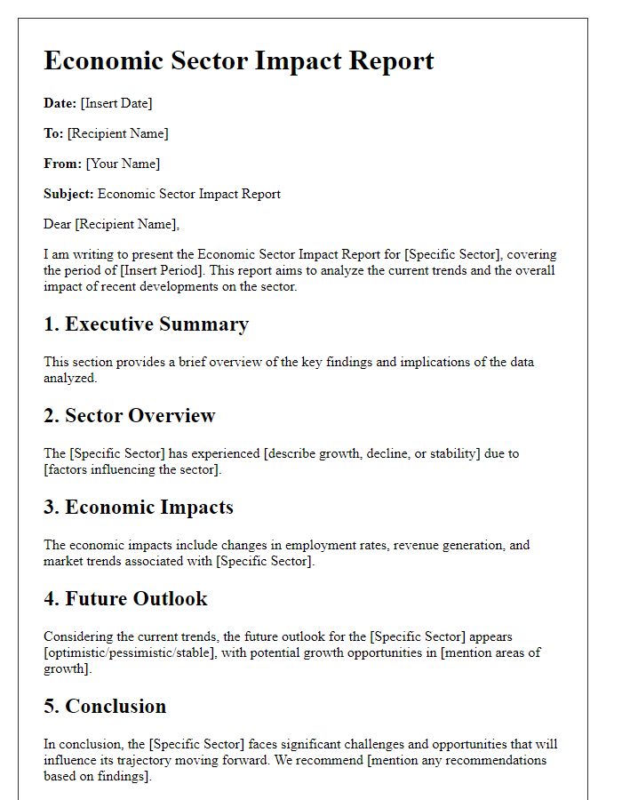 Letter template of economic sector impact report