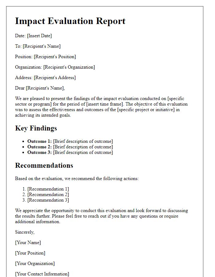 Letter template of sector-specific impact evaluation