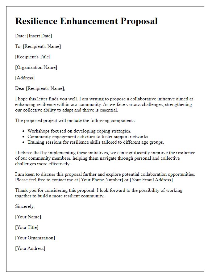 Letter template of resilience enhancement proposal