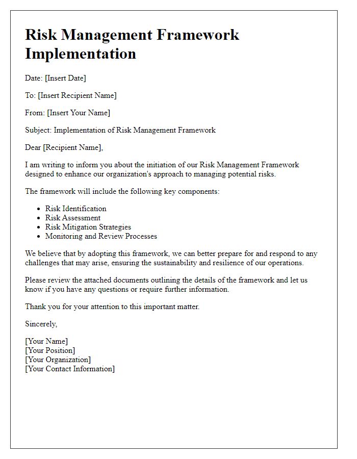 Letter template of risk management framework