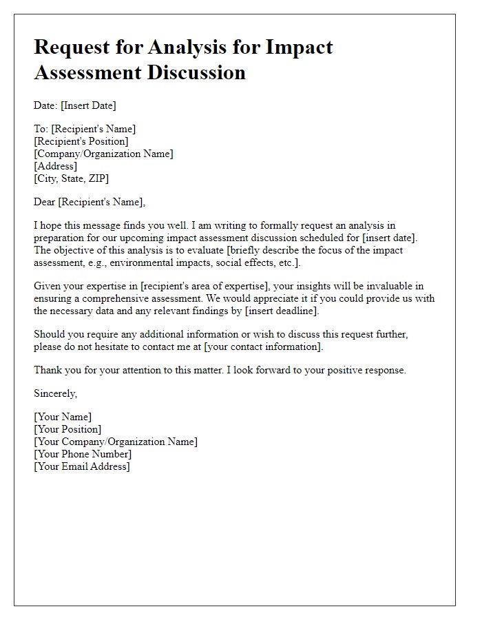 Letter template of analysis request for impact assessment discussion