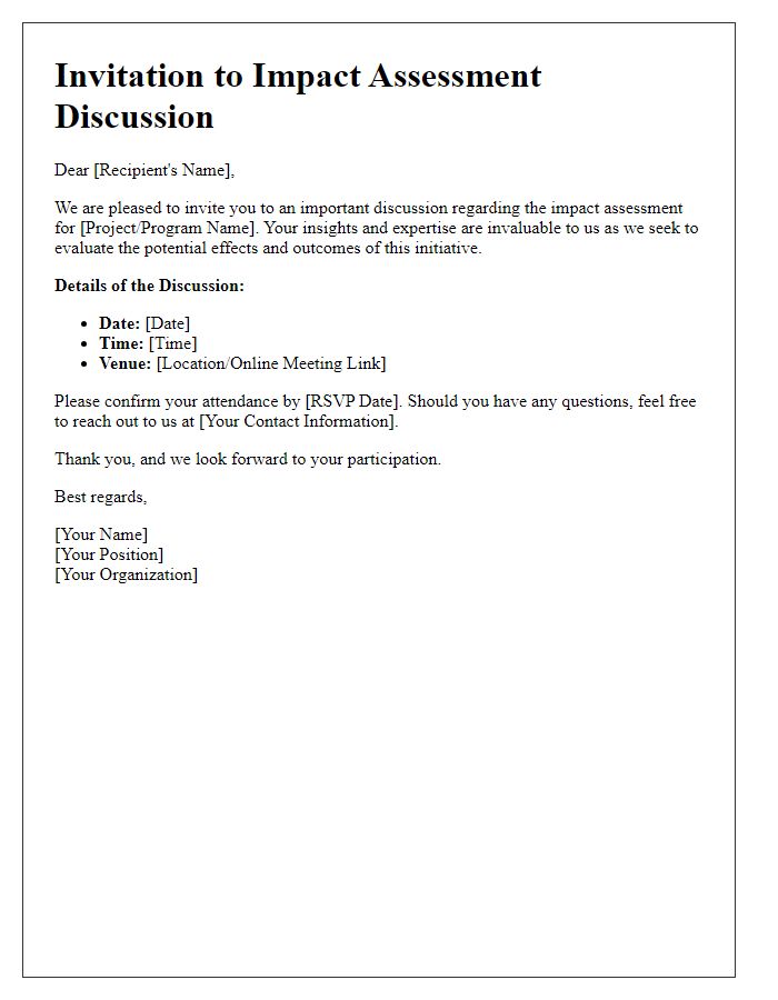 Letter template of invitation to impact assessment discussion