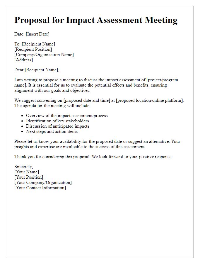 Letter template of proposal for impact assessment meeting