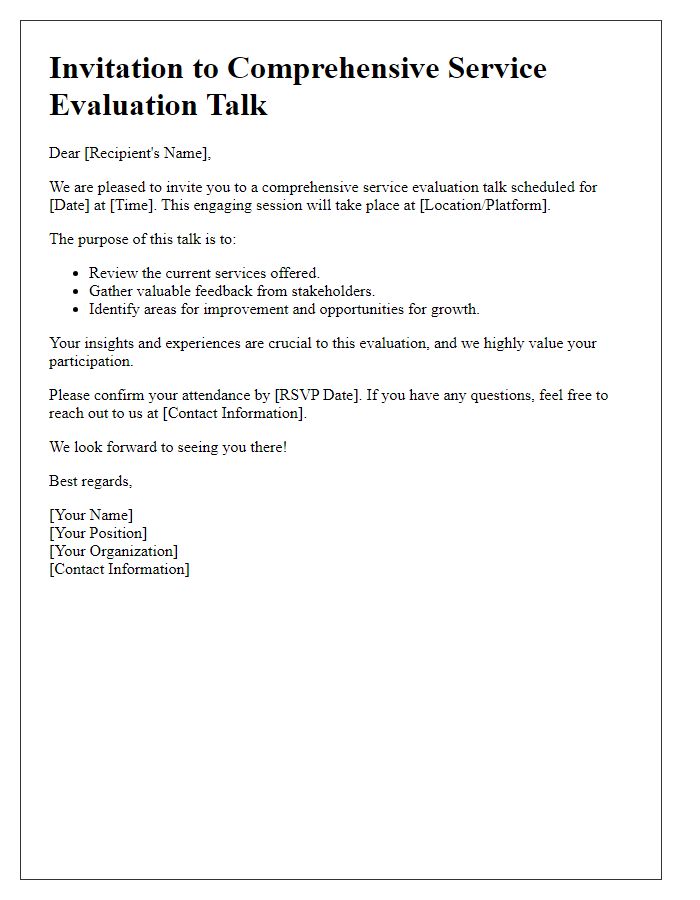 Letter template of comprehensive service evaluation talk.