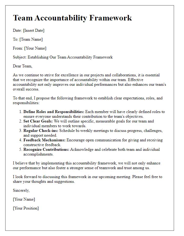 Letter template of team accountability framework