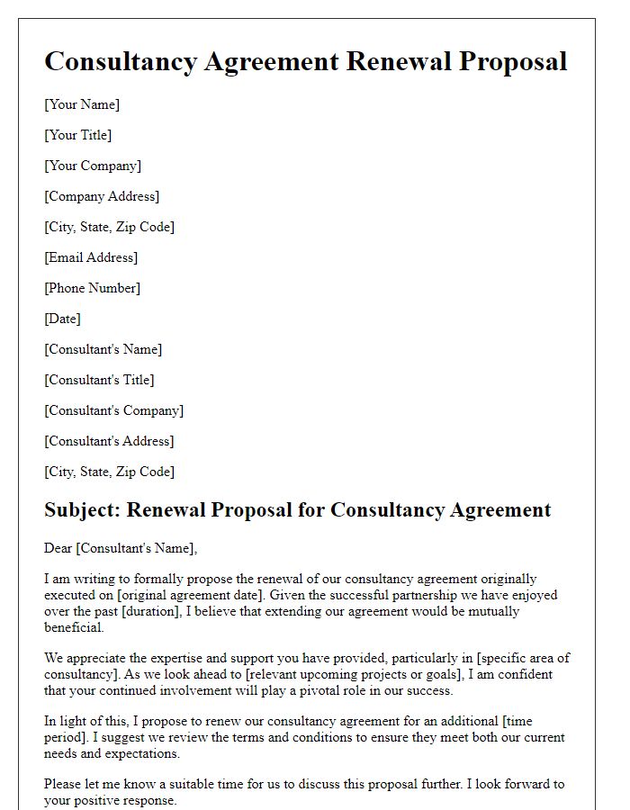 Letter template of consultancy agreement renewal proposal