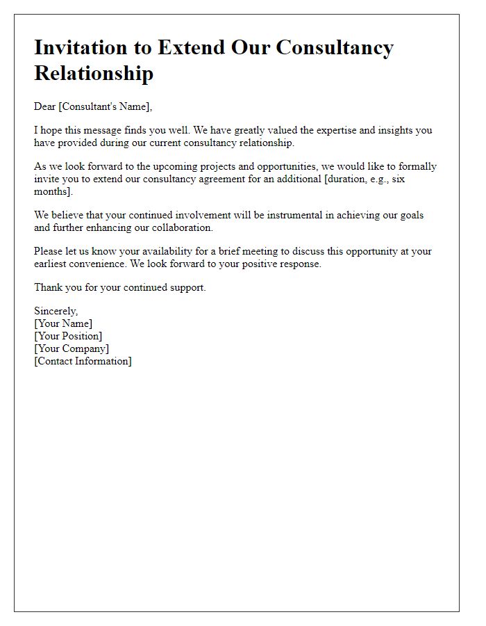 Letter template of consultancy relationship extension invitation