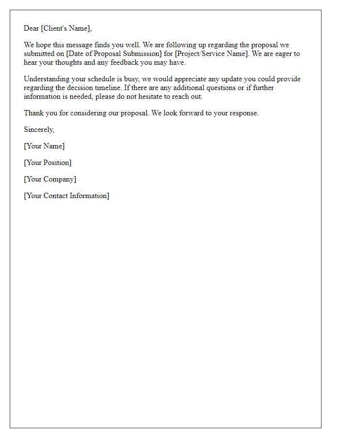 Letter template of client response solicitation for proposal