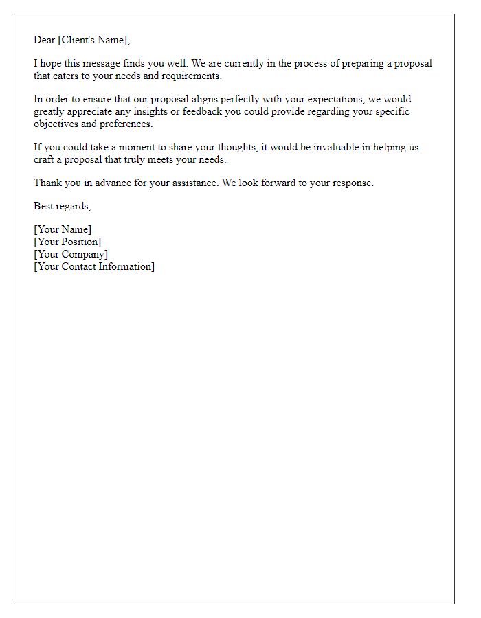 Letter template of request for client proposal insights