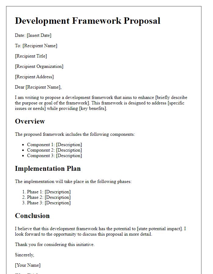 Letter template of development framework proposal