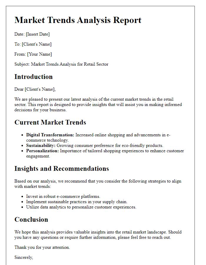 Letter template of Market Trends Analysis for Clients in Retail