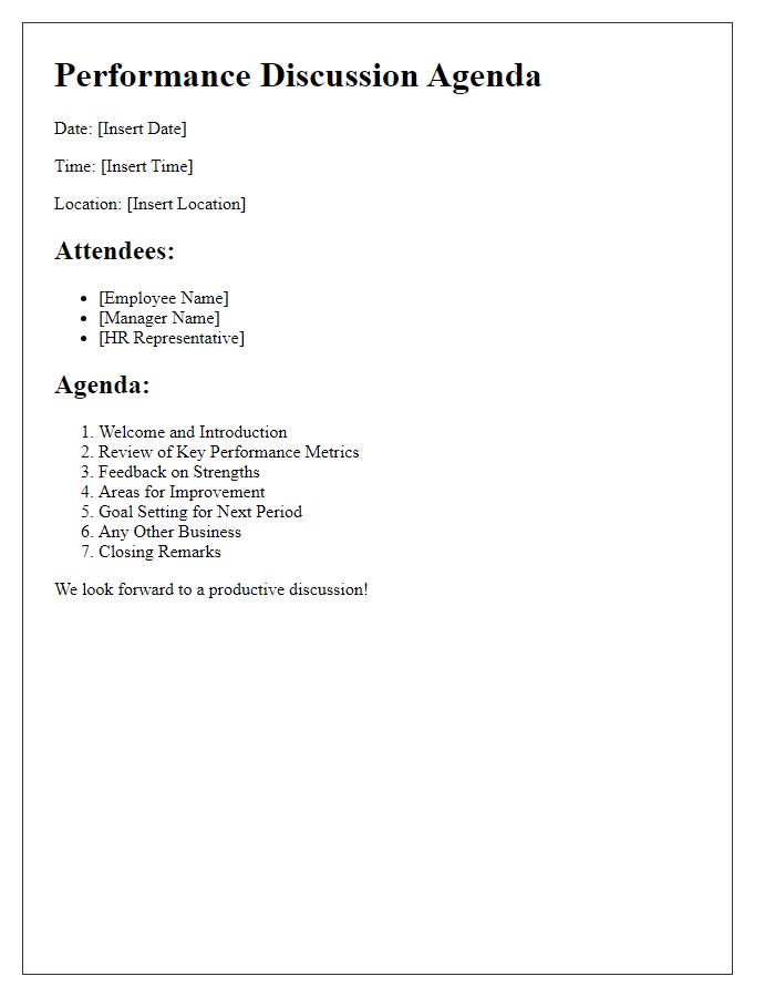 Letter template of performance discussion agenda