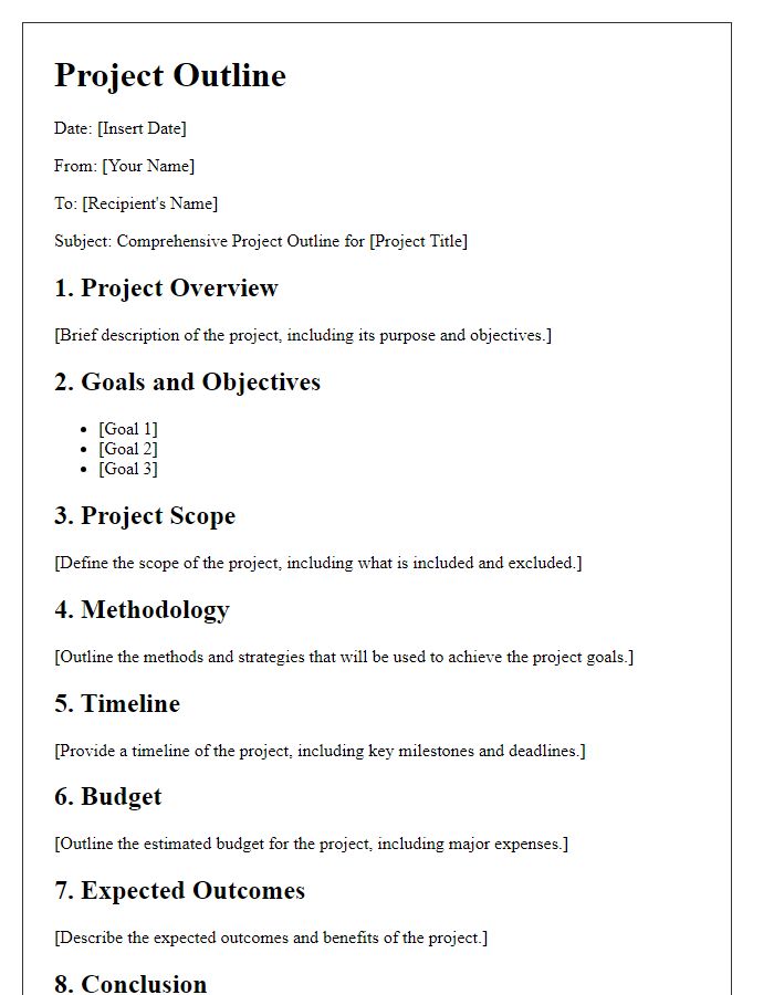 Letter template of comprehensive project outline