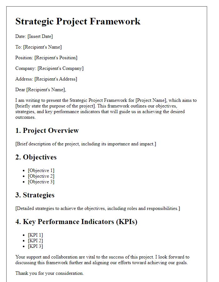 Letter template of strategic project framework