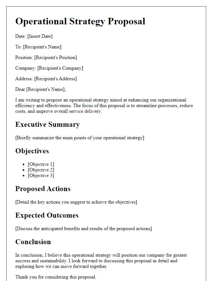 Letter template of operational strategy proposal