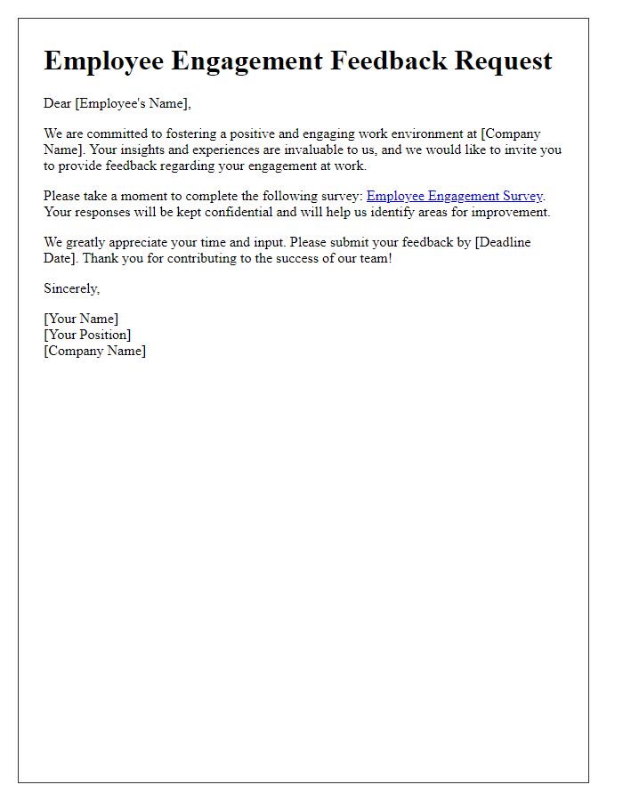 Letter template of employee engagement feedback request