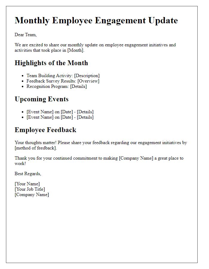 Letter template of monthly employee engagement updates