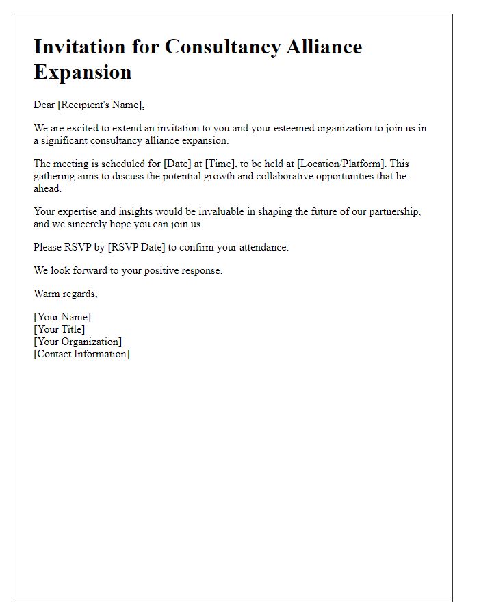 Letter template of invitation for consultancy alliance expansion