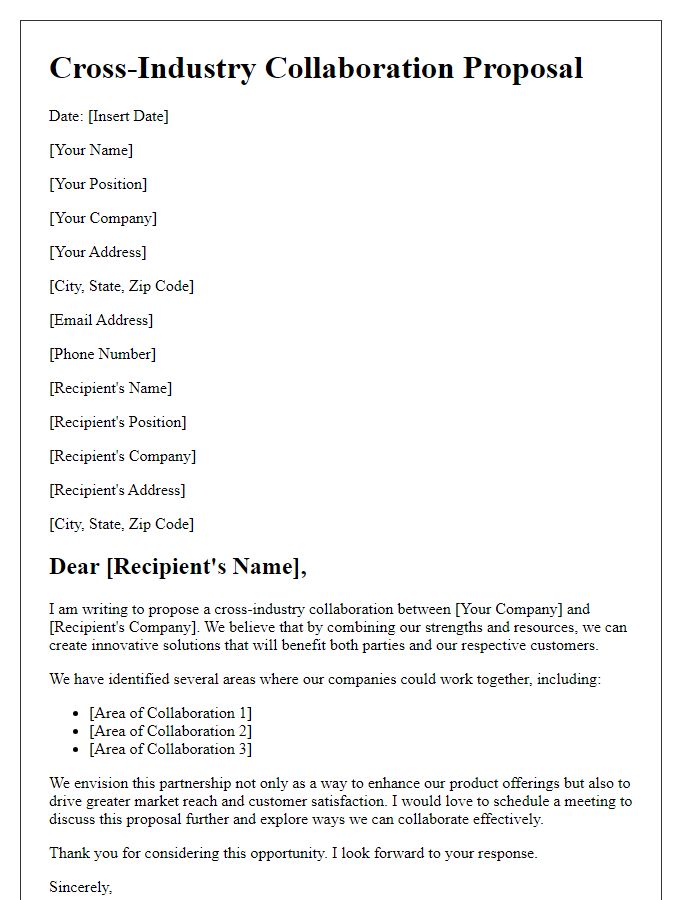 Letter template of cross-industry collaboration proposal