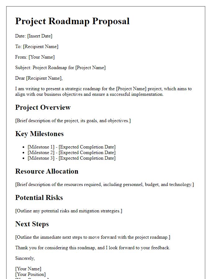 Letter template of project roadmapping for business strategy