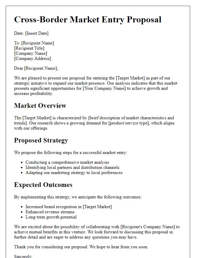 Letter template of cross-border market entry proposal.