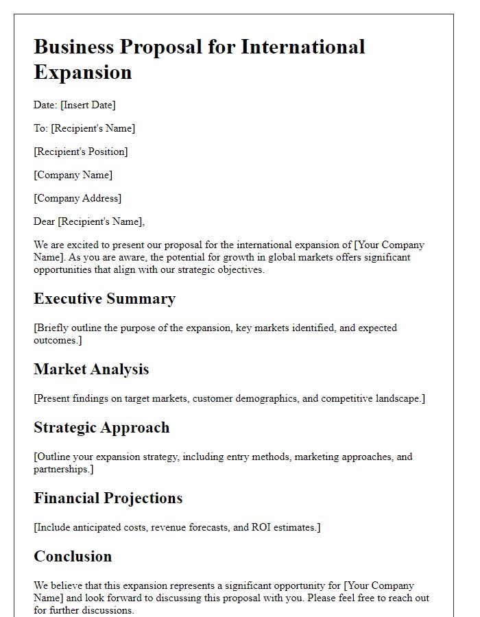 Letter template of international expansion business proposal.