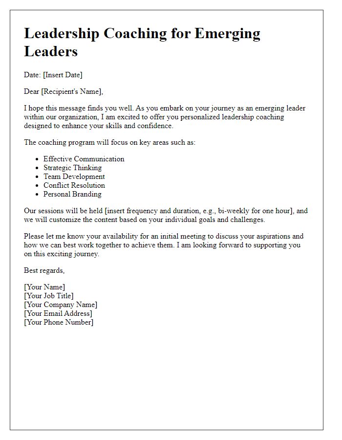 Letter template of Leadership Coaching for Emerging Leaders