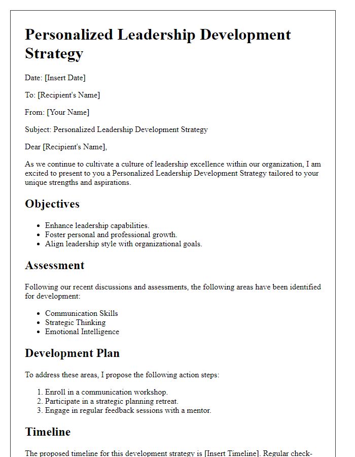 Letter template of Personalized Leadership Development Strategy