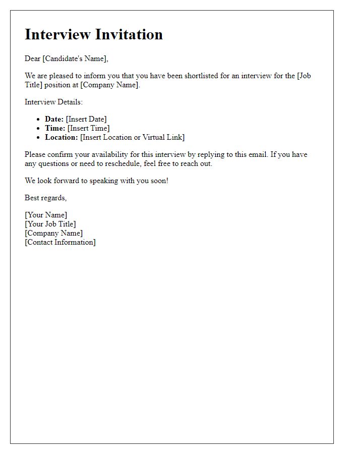 Letter template of invitation to interview process